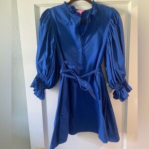 Elegant Blue Puff Sleeve Dress